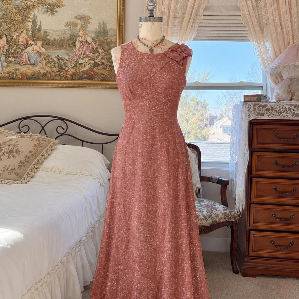 70s Pink formal Dress  70s pink maxi dress
